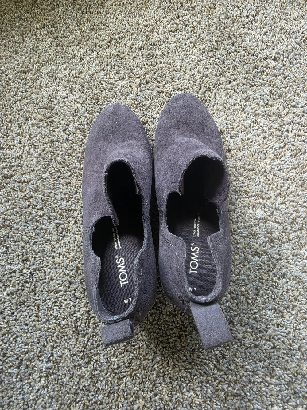 Toms Charcoal Suede Wedge Booties